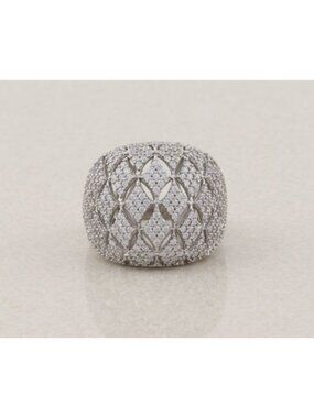 Sterling Silver Sparkly Bold Cubic Zirconia CZ Statement Ring Size 10 1/4